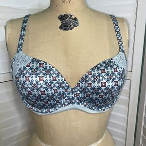 Victoria’s Secret Body By Victoria Lined Demi Bra Teal Green Coral Print 34DD